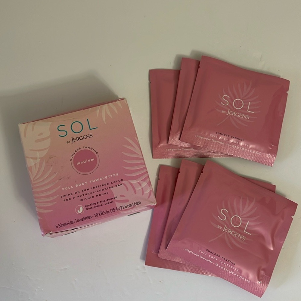 Sol by Jergens Sunless Tanning Full Body Towelettes Medium 6 Count Box